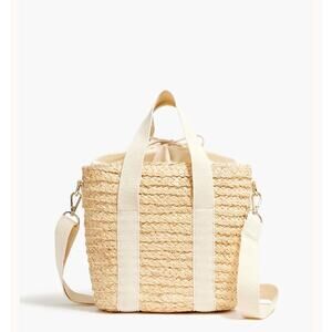 J. Crew Tan Ivory Raffia Straw Mini Tote Bag NWT